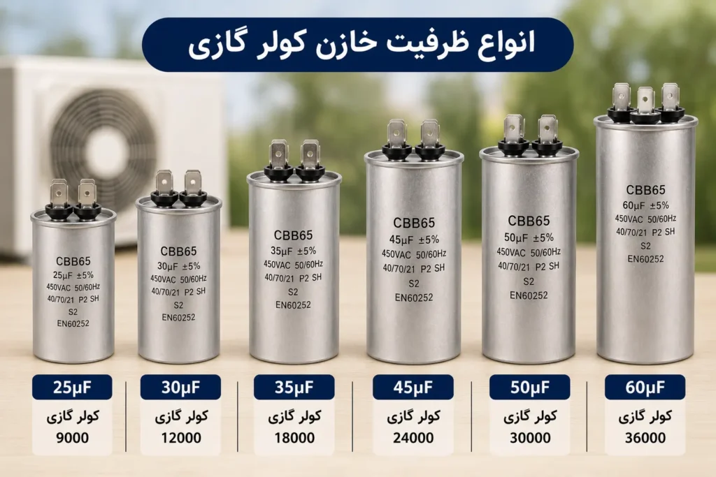انواع ظرفیت خازن کولر گازی