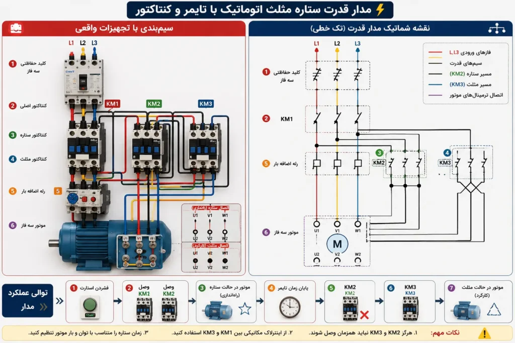 مدار قدرت ستاره مثلث اتوماتیک